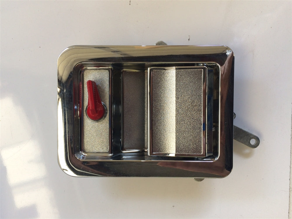 Tri-Mark Paddle Handle, Chrome, Interior, Red Thumb Latch