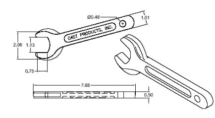 Oxygen Bottle Wrench, Aluminum, 7.675" long - CPI-OA0002