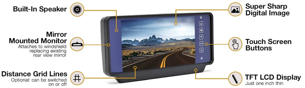 7" Rearview mirror monitor w/ Back-up camera - HK-HC-770619N-NM