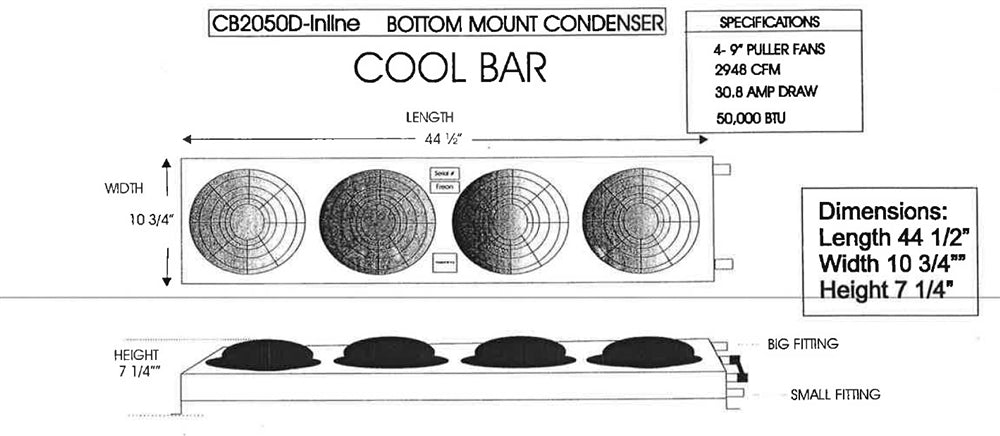 Wheeled Coach Cool Bar Condenser - Hoseli-CB2050D-12V-ONLY