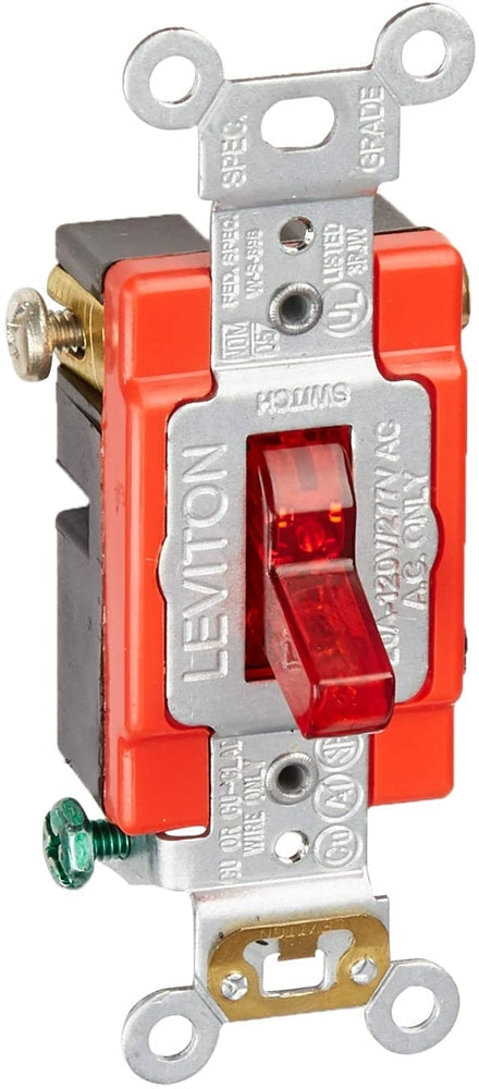 Red Lighted Switch, 110VAC, - RX-LEV-1221-PLR